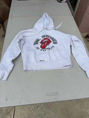 Cotton:On The Rolling Stones In Concert White Cropped Hoodie Size S/P
